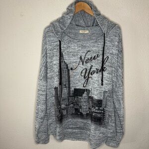 Sweet Gisele New York City Hoodie Embellished Letters Grey/Black Women’s Size XL